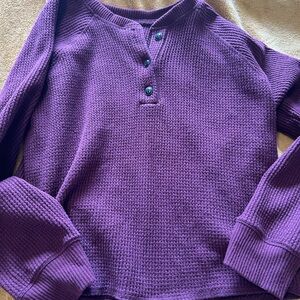 Old Navy Purple Waffle-Knit Henley Sweater
